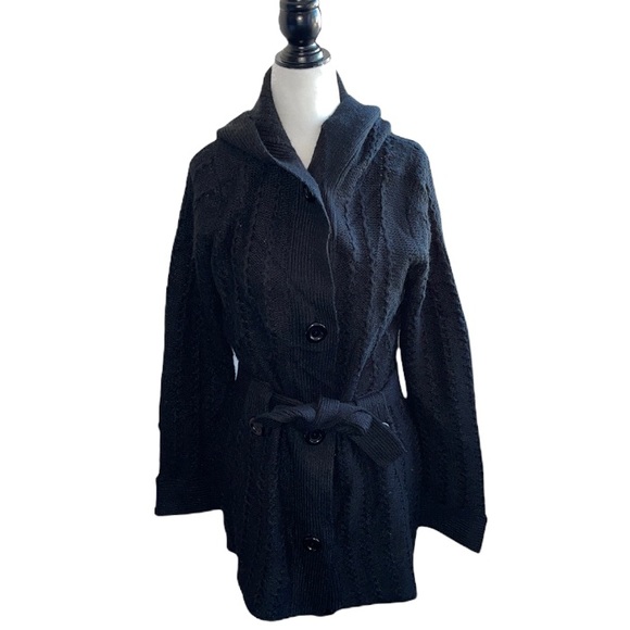 Alison Sherri Long sleeve hoodie Black Cardigan M - Picture 1 of 9